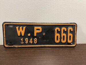Waltham Police Antique Vintage Motorcycle License Plate Massachusetts  1948