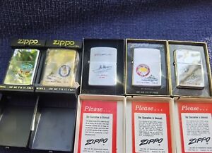 Vintage ZIPPO Lighter Lot Of 5 With USS Naval ships engravings.