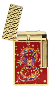 ST DUPONT BURGUNDY RED GOLD LINE LIGNE 2 LIGHTER YEAR OF THE DRAGON C16526 LE