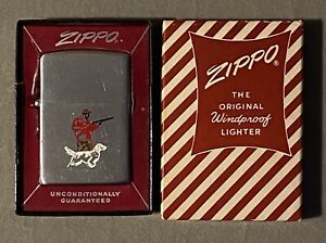 VINTAGE ZIPPO LIGHTER HUNTER & DOG 1st RELEASE COBRA HEAD INSERT 1956 SPORT RARE