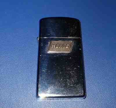 Vintage 1964 Zippo Slim Cigarette Lighter Hertz Rent-A-Car Unfired