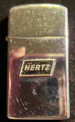 Vintage 1965 Zippo Slim HERTZ Emblem Lighter