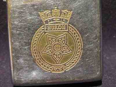 HMCS Huron Logo Engraved on Nice Vintage Well Used Zippo Lighter