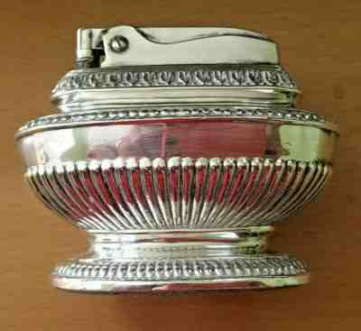 Vintage Ronson Queen Anne Silver Plated Table Lighter Working New Flint ...