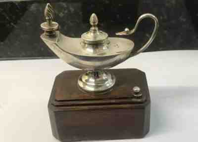 ANTIQUE SOLID SILVER EDWARDIAN ALADDIN'S LAMP TABLE CIGAR LIGHTER