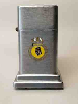 Vintage Zippo Barcroft Table Lighter Canadian Navy Ship Logo HMCS Iroquois 