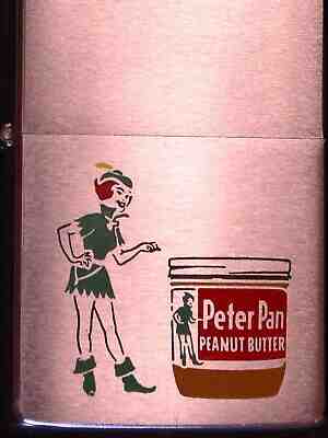 Peter Pan PEANUT BUTTER  - Green Elf with Jar - Color Graphics -  Zippo 1965 NOS