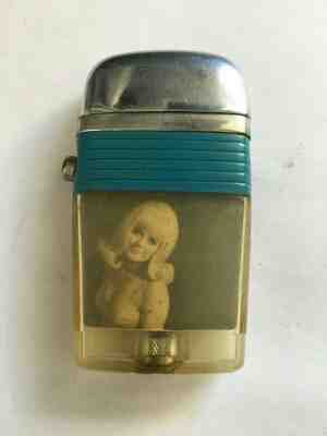 Vintage Scripto Vu Lighter Busty Blonde Woman Lady Pin Up Girl