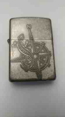 1990s Marlboro  Zippo lighter antique silver w lizard and compass Adventure Team