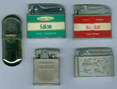 Cigarette Lighter Lot of 5 Marlboro Brass, Ronson Princess, Winston, Salem & Ben