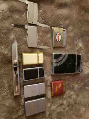 LOT OF 8 VINTAGE CIGARETTE LIGHTERS ZIPPO  ESSO HP-06 EVANS RARE ADVERTISING 