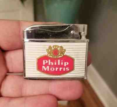 Vintage PHILIP MORRIS  CIGARETTES  FLAT ADVERTISING LIGHTER-  RYAN -Antique