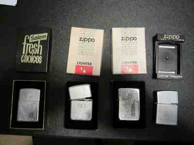 LOT OF 4 VINTAGE ZIPPO LIGHTERS W/ BOXES & PAPERS