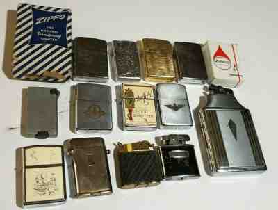 Vintage Lot Of 12 Lighters, Robinson, Chesterfield, Zippo, Park, Champ, Ronson