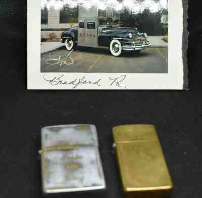 L5303- Pair of Vintage 1980s Zippo Lighters - 1 1932-1987 Solid Brass w/ photo