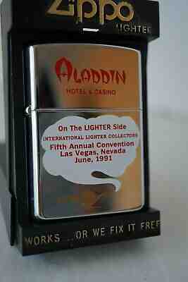 1991 Zippo OTLS 5th Convention Las Vegas Aladdin Hotel & Casino White Wick.