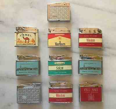 Lot Flat Cigarette Advertising Lighters Japan Camel Marlboro Salem Winston