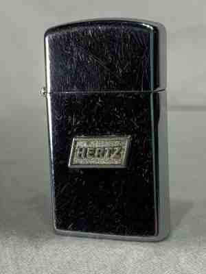 Vintage SLIM 1963 Zippo HERTZ Car Rental Advertising Gas Oil Petroliana NICE