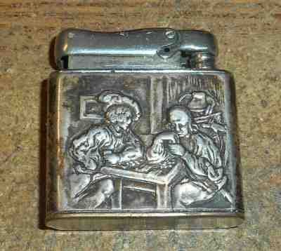 VINTAGE IBELO MONOPOL 925 STERLING SILVER LIGHTER WITH EMBOSSED SCENE/RARE!