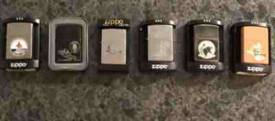 Zippo Set of 6  Navy Military Lighters Bush Normandy Truman - Never Fired