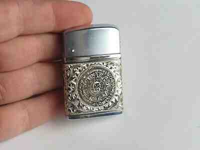 OLD ETCHED METAL LIGHTER UNUSED SUNDIAL HESTIA MEXICO UNUSED MINT