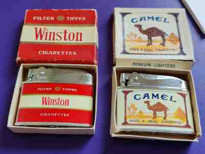Vintage 1960's Camel & Winston Penguin Automatic Lighters, made in Japan