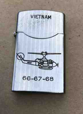 Vintage 1966-68 Vietnam Era Zenith Lighter With Helicopter And Map Of Vietnam