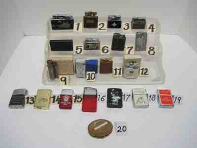 Lot of 19 Vintage Cigarette Lighters, Different Makes & Styles