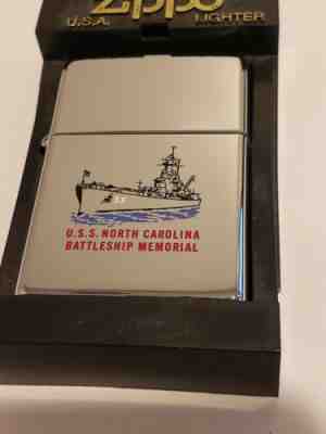 USS NORTH CAROLINA BB 55 BATTLESHIP MEMORIAL Vintage Zippo Lighter