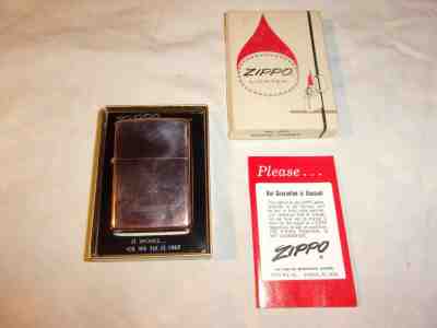 Zippo 1971 Copper Lighter Engraved Kennecott  with Logo In box with Guarantee