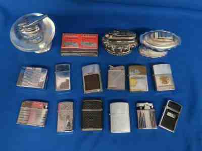 Vintage Cigar Cigarette Lighter Lot-16 Zippo, Ronson, Penguin, Windsor, ++