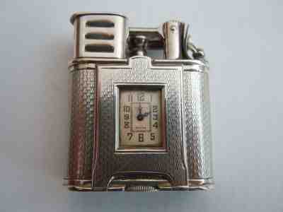 Dunhill Solid Sterling Silver Unique A Petrol Pocket Lighter with Clock - No Res