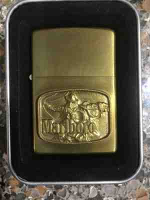 1976 Marlboro Zippo Brass Cowboy Roper Rodeo Excellent Condition Very Rare