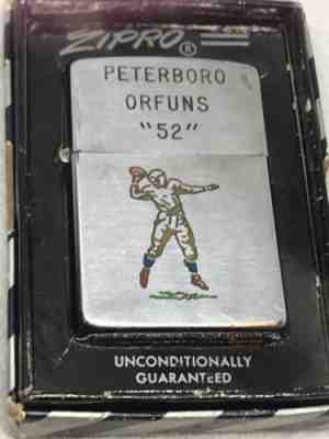 RARE 1952 Peterboro Orfuns  Niagara Falls Canadian Football Player Zippo Lighter