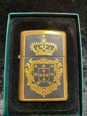 Zippo Lighter. " Portugal Flag". Brass lighter with Black. Mint in Box. Lot AN