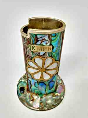 Silver, Mother of Pearl and Abalone wsith wood inlaid Lighter Case Sleeve