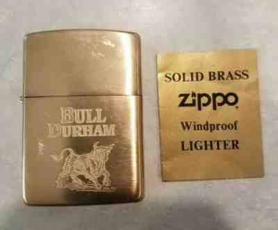 Bull Durham Zippo Lighter SOLID BRASS 1932-1991 Commemorative EXTREMELY RARE 