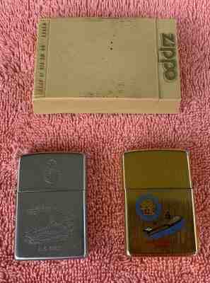 Vintage Lot of (2) U.S. Navy Zippo Lighter  U.S.S. Enterprise CVN-65 