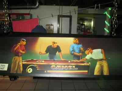 Joe CAMEL POOL TABLE LIGHT,4 Camels on side 4 ft APA Pro Billiards Tour 1996