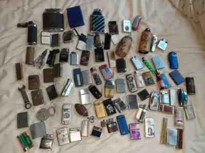 Huge lot Vintage Cigarette Lighters Zippo Ronson Ibelo Monopol parts repair ++