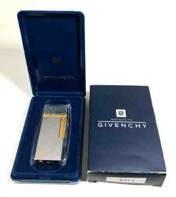 Original Givenchy 2401 Lighter Steel & Gold Filled w/Case & Papers NOS Japan #CM