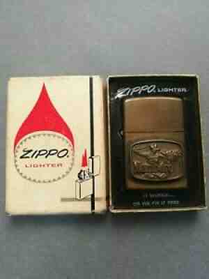 1976 MARLBORO CIGARETTES COWBOY ROPER SOLID BRASS ZIPPO LIGHTER MIB VERY RARE