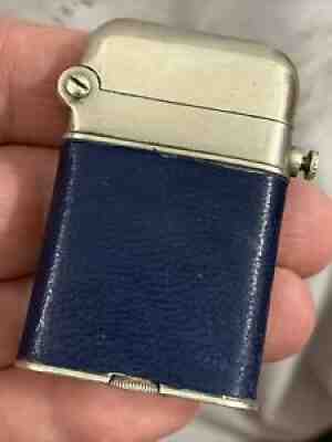 Vintage Thorens Single Claw Pocket Lighter - Blue Leather Swiss Made New York