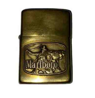 1976 Brass Zippo Lighter Marlboro Cigarettes - Original Cowboy Roper -