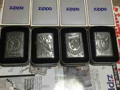 Zippo Lighter Complete Set Of 4 Wild West Barrett smythe HP Chrome 1996 NEW