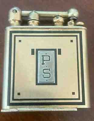 Very Rare Art Deco Black Enameled Gold Filled Douglass Semi-Automatic Lighter