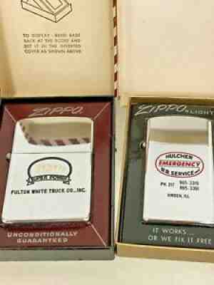 2 VTG New Old Stock ZIPPO Lighters Windproof #200 & Slim with Boxes Advertising