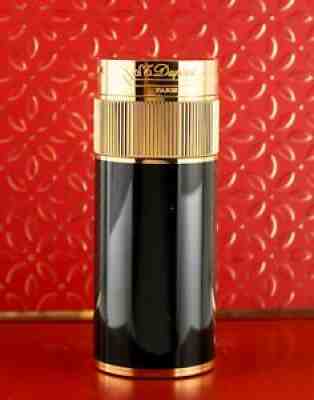 ST Dupont Black Lacquer & Gold Plated Cylindrical Table Lighter - VINTAGE