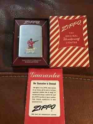 Zippo lighter vintage 1954-55 full stamp bottom Hunter with dog Beautiful nmibÂ 