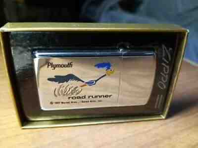 Vtg ZIPPO PLYMOUTH ROAD RUNNER 1967 Warner Bros Cigarette Lighter New Old Stock!